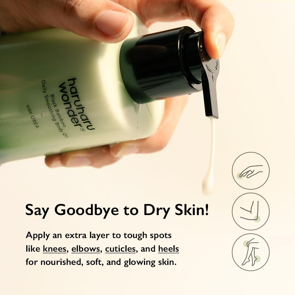 image:imageHARUHARU wonder Black Bamboo Daily Smoothing Body Oil Fast Absorption Lightweight NonGreasy Deeply Hydrating Locks in Moisture Softens amp Nourishes Skin With Almond amp Argan Oil 676 fl oz