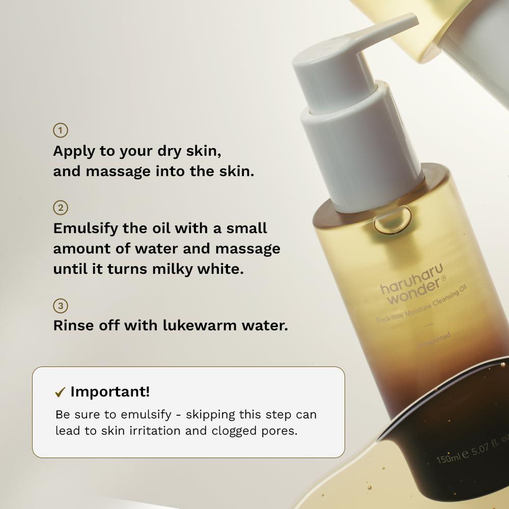 image:imageHARUHARU wonder Black Rice Moisture Cleansing Oil Double Cleansing Daily Makeup Remover Pore Oil Cleanser Korean Skincare For sensitive Noncomedogenic 51 fl oz51 fl oz Original