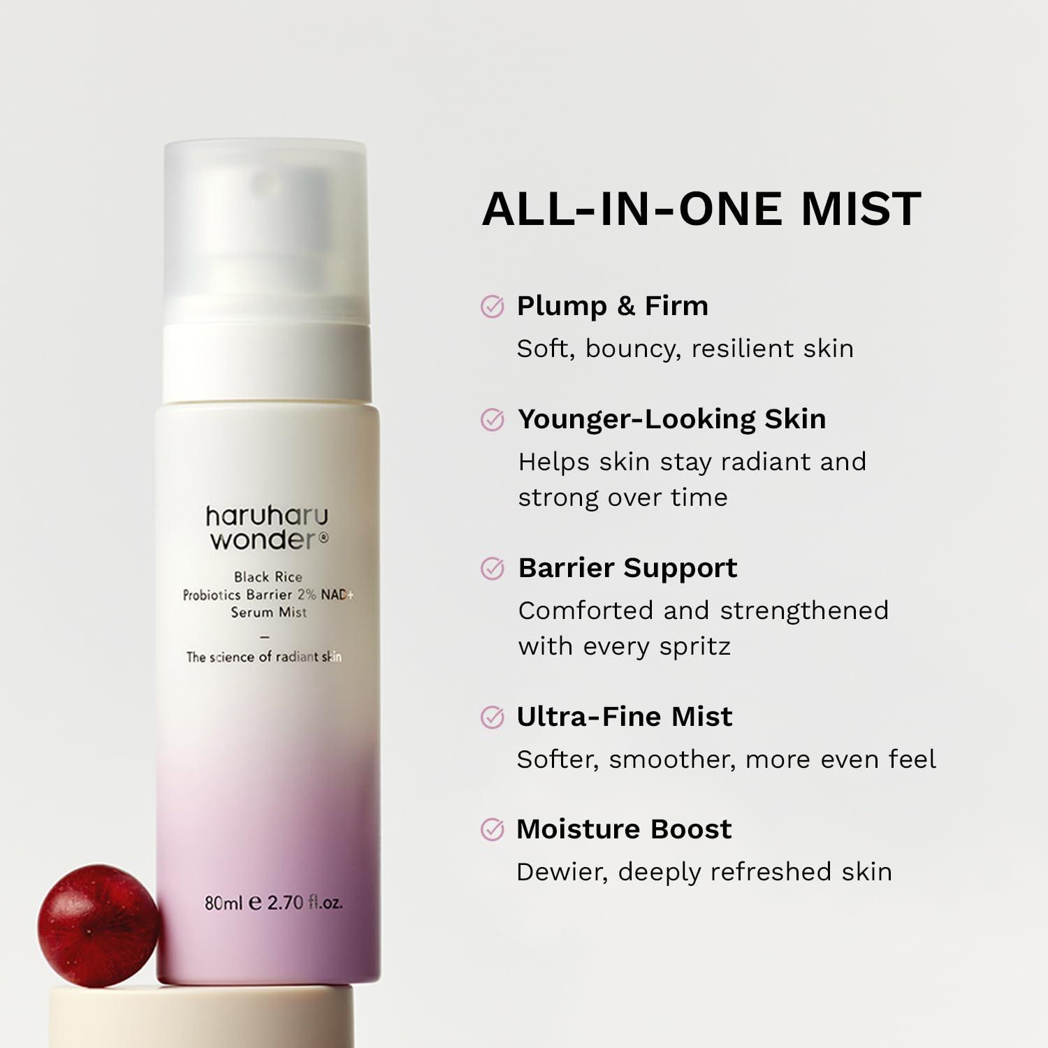 image:imageharuharu Wonder Black Rice Probiotics 2 NAD Serum Mist UltraFine Mist Hydrating amp Plumping Barrier Support Sensitive Skin Ceramide Korean Skincare Vegan 270 floz