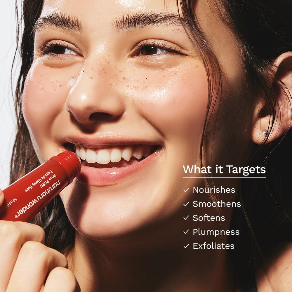 image:imageharuharu wonder Rose PDRN Peptide Glowy Balm Instant Moisture Repairs Dry Cracked Lips 24HR Moisture No Waxy Finish Vegan Silicon Free Micro Plastic Free Tintfree 033 floz
