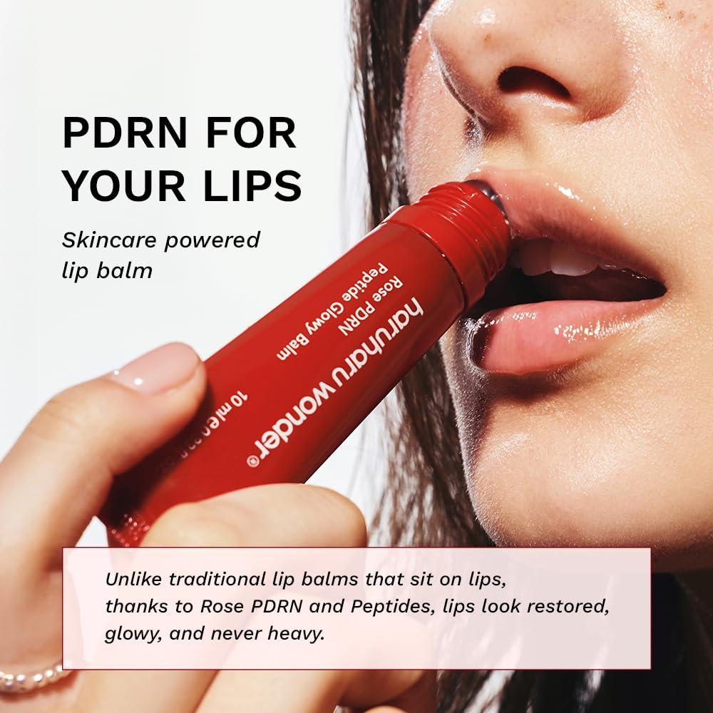 image:imageharuharu wonder Rose PDRN Peptide Glowy Balm Instant Moisture Repairs Dry Cracked Lips 24HR Moisture No Waxy Finish Vegan Silicon Free Micro Plastic Free Tintfree 033 floz