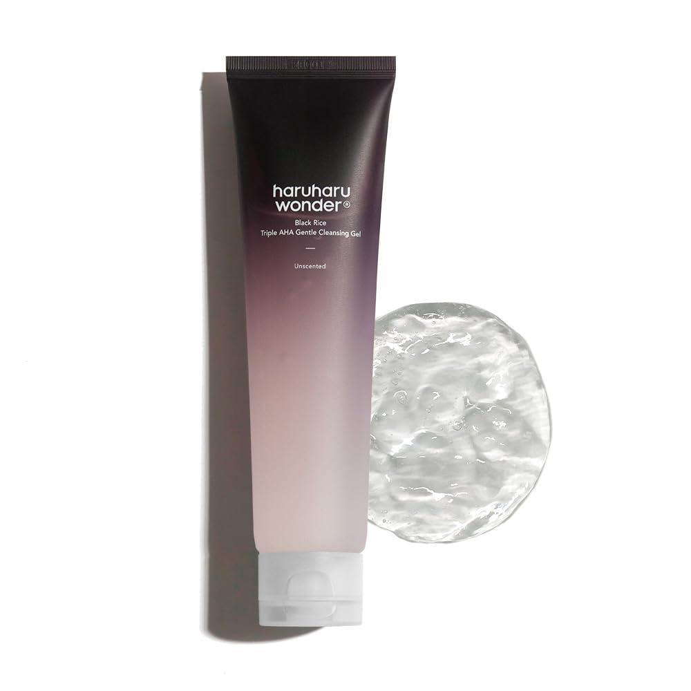 image:imageHARUHARU wonder Black Rice Triple AHA Gentle Cleansing Gel Hydrating Cleansing gel Gentle exfoliating Vegan Travel essentials Korean Skincare 338 fl oz34 Fl Oz Pack of 1