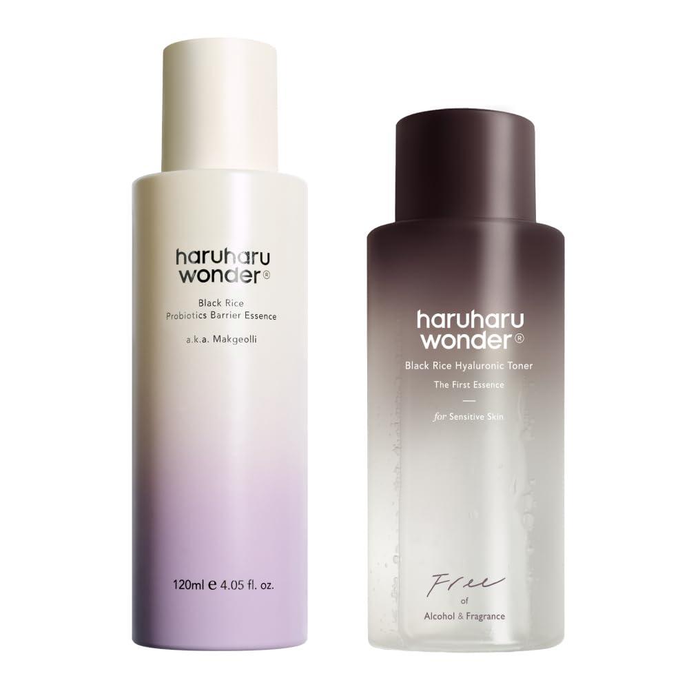 image:imageharuharu Wonder Skin Flooding Essential Set Black Rice Probiotics Barrier Essence amp Hyaluronic Toner for Sensitive Skin