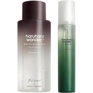 Haruharu Wonder Black Rice Hyaluronic Toner for Sensitive Skin & Black Bamboo Mist Bundle