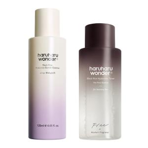 haruharu Wonder Skin Flooding Essential Set, Black Rice Probiotics Barrier Essence & Hyaluronic Toner for Sensitive Skin