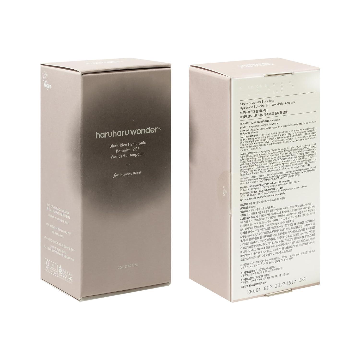 image:imageHaruharu Wonder Black Rice Botanical 2GF Ampoule 1 floz 30ml Facial Serum EGF Serum AntiAging Serum Wrinkle Care Cruelty Free EWGGreen