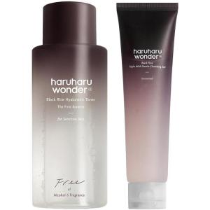 Haruharu Wonder Black Rice Hyaluronic Toner for Sensitive Skin & Triple AHA Cleansing Gel Bundle