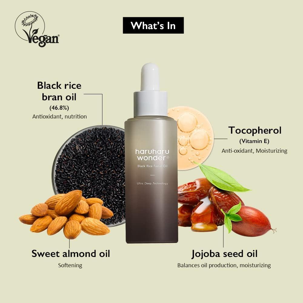 image:imageHARUHARU wonder Black Rice Facial Oil Fast Absorbing Radiant Skin For all type of skin Vitamin E Korean Skicare Vegan 101 fl oz101 Fl Oz Pack of 1