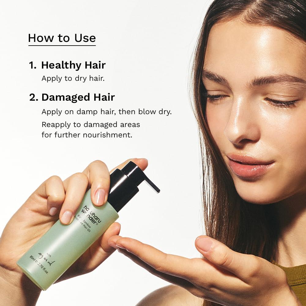 image:imageHARUHARU wonder Black Bamboo Frizzfree hair oil Lightweight Texture with Argan Oil Smooths Frizz Adds Shine Soft Finish For All Hair Types Styling amp Finishing 270 floz