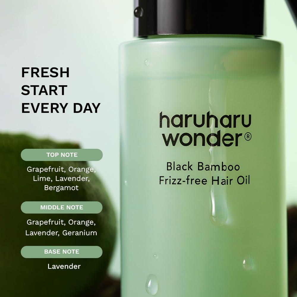 image:imageHARUHARU wonder Black Bamboo Frizzfree hair oil Lightweight Texture with Argan Oil Smooths Frizz Adds Shine Soft Finish For All Hair Types Styling amp Finishing 270 floz